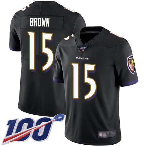 Baltimore Ravens Limited Black Men Marquise Brown Alternate Jersey NFL Football #15 100th Season Vapor Untouchable->baltimore ravens->NFL Jersey